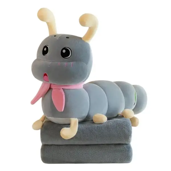 М'яка іграшка-подушка з пледом Гусениця 110×170 (см) плюшевий дитячий плед 3в1 Сірий 7127-G Коломия - фото 1