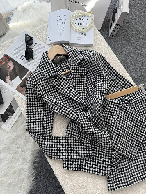 Жіночий стильний принтований костюм-двійка: піджак і спідниця кашемір лапка 46/48 Одеса - фото 3