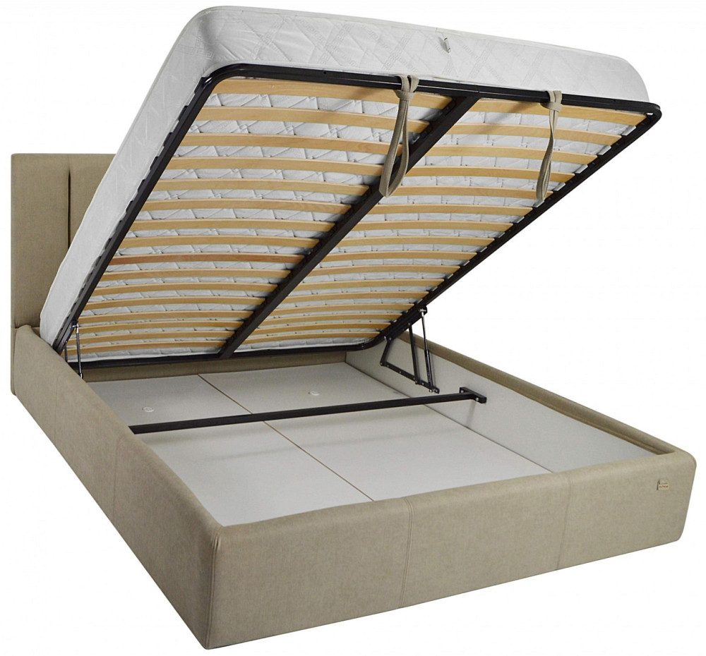 Ліжко Двоспальне Sanam Comfort 160 х 190 см Fibril 10 З підйомним механізмом та нішою для білизни Темно-бежевий Дніпро - фото 9