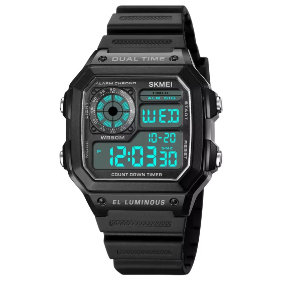 Чоловічий наручний спортивний годинник Skmei 1998 (Чорний) Київ