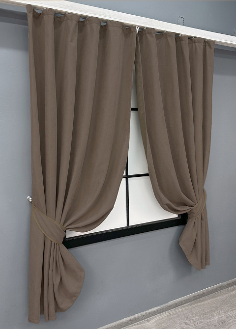 Комплект коротких штор VR-Textil Мікровелюр Petek YL № 1802ш Коричневий  130х170 см 2 шт (35-0384) Київ - фото 2