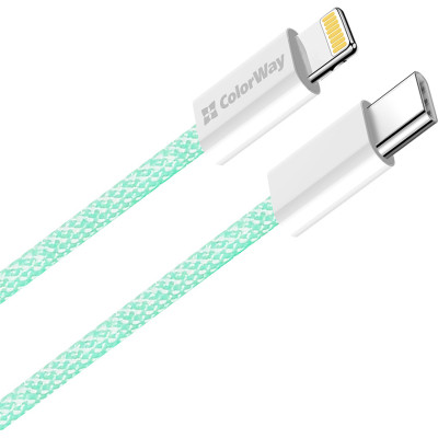 Дата кабель USB-C to Lightning 1.0m 27W green ColorWay (CW-CBPDCL061-G) Вінниця - фото 8