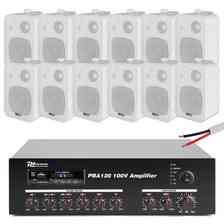 Колонка  Zestaw białych głośników do muzyki w tle 12 x 4" BV40W 100V z wzmacniaczem bluetooth Київ