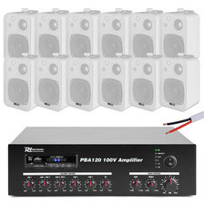 Колонка  Zestaw białych głośników do muzyki w tle 12 x 4" BV40W 100V z wzmacniaczem bluetooth Київ - фото 1