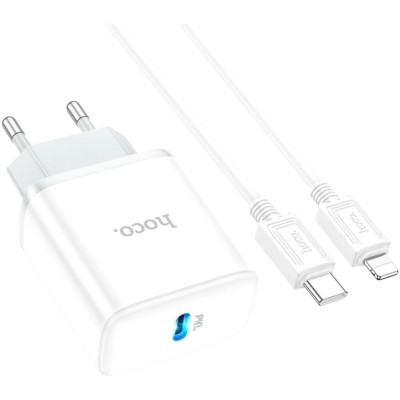 Зарядное устройство HOCO C104A USB-C PD20W + cable USB-C to Lightning white (6931474782908) Винница - изображение 5