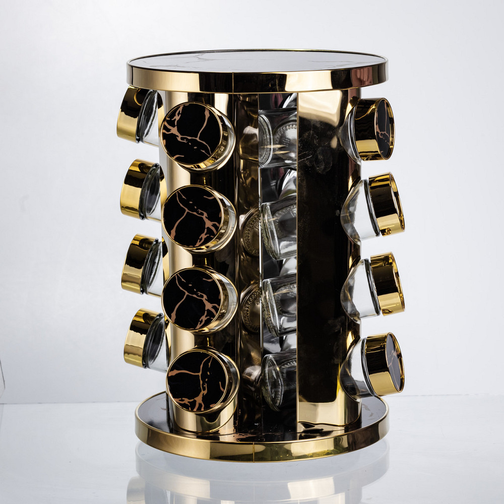 Карусель для специй 16 баночек черный мрамор Киев - изображение 4