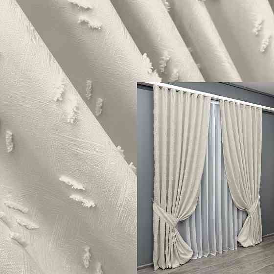 Комплект штор VR-Textil Льон Букле № 1881ш Молочний 165х295 см 2 шт (39-0106) Київ