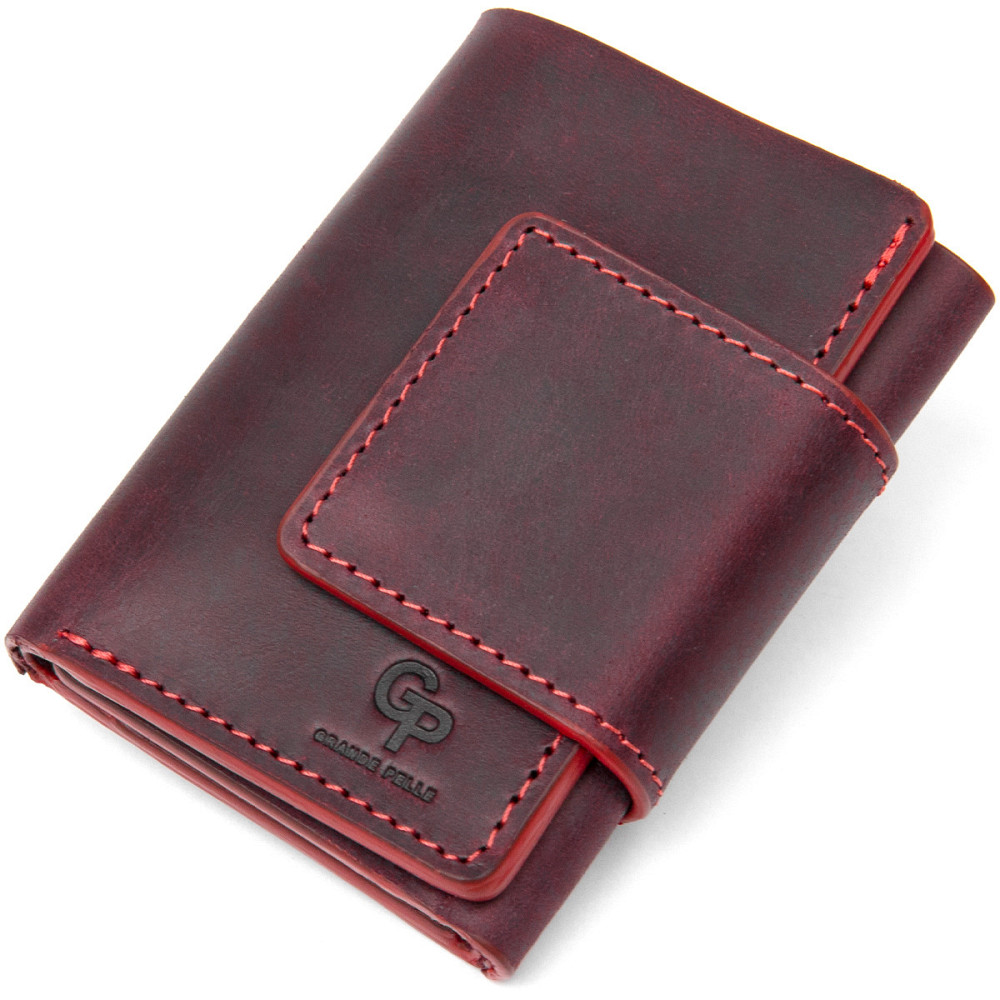 Матовое винтажное портмоне GRANDE PELLE 11454 Бордовый Киев - изображение 1