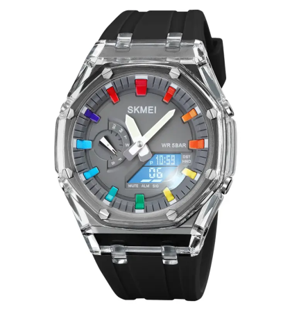 Годинники чоловічі спортивні Skmei 2100 (Чорні з сірим циферблатом) Київ