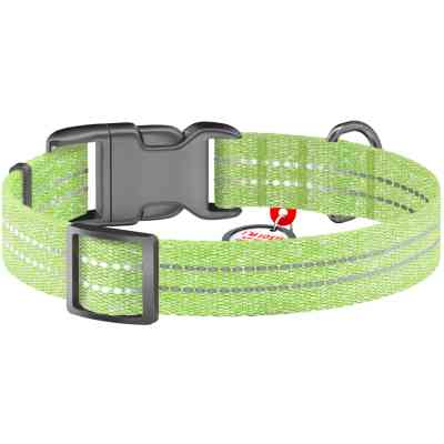 Нашийник для тварин WAUDOG Re-cotton з QR паспортом світловідбивний Ш 25 мм Д 33-49 см салатовий (02925) Вінниця