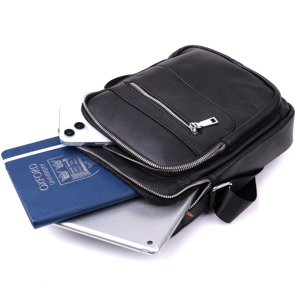 Стильная вертикальная сумка для мужчин из натуральной кожи Vintage sale_15113 Черный Киев - изображение 9