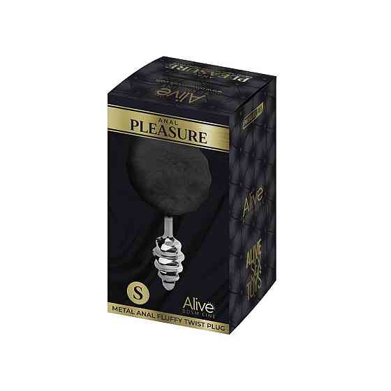 Металева анальна пробка Кролячий хвостик Alive Fluffy Twist Plug S Black, діаметр 2,9 см Sex Aura Київ