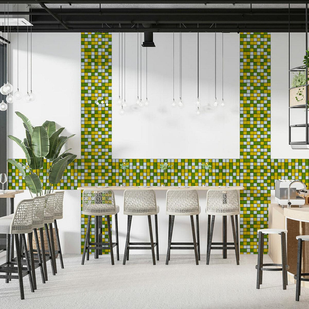 Мозаика из декоративного стекла 298х298х4,5мм Желто-зелёная SW-00002362 Киев - изображение 5