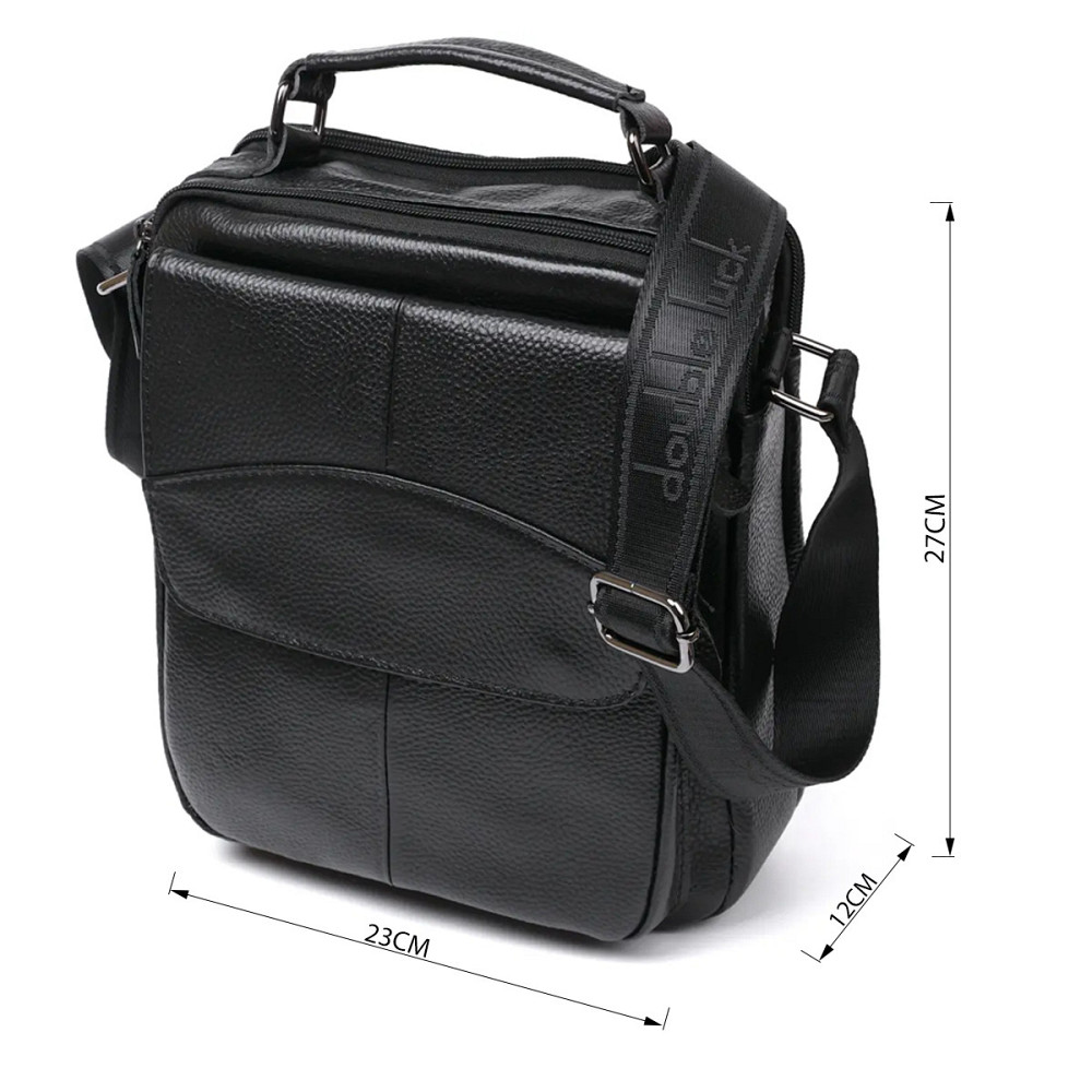 Вместительная кожаная мужская сумка Черный (Vintage) Киев - изображение 8