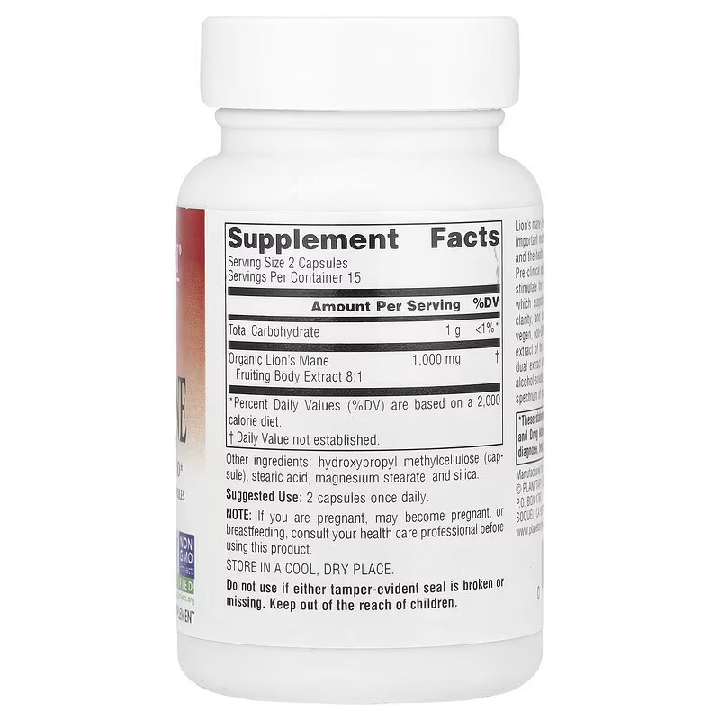 Левова грива Planetary Herbals Lion's Mane, 1,000 mg, 30 Vegan Capsules (500 mg per Capsule) Луцьк - фото 2