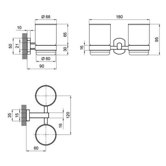 Стакан подвійний для зубних щіток Qtap Liberty BLM 1155 чорний Київ