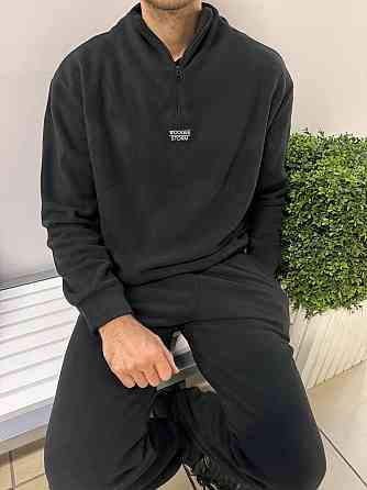 Мужской теплый костюм двойка из двухстороннего плотного флиса Черный, 46/50 Одесса