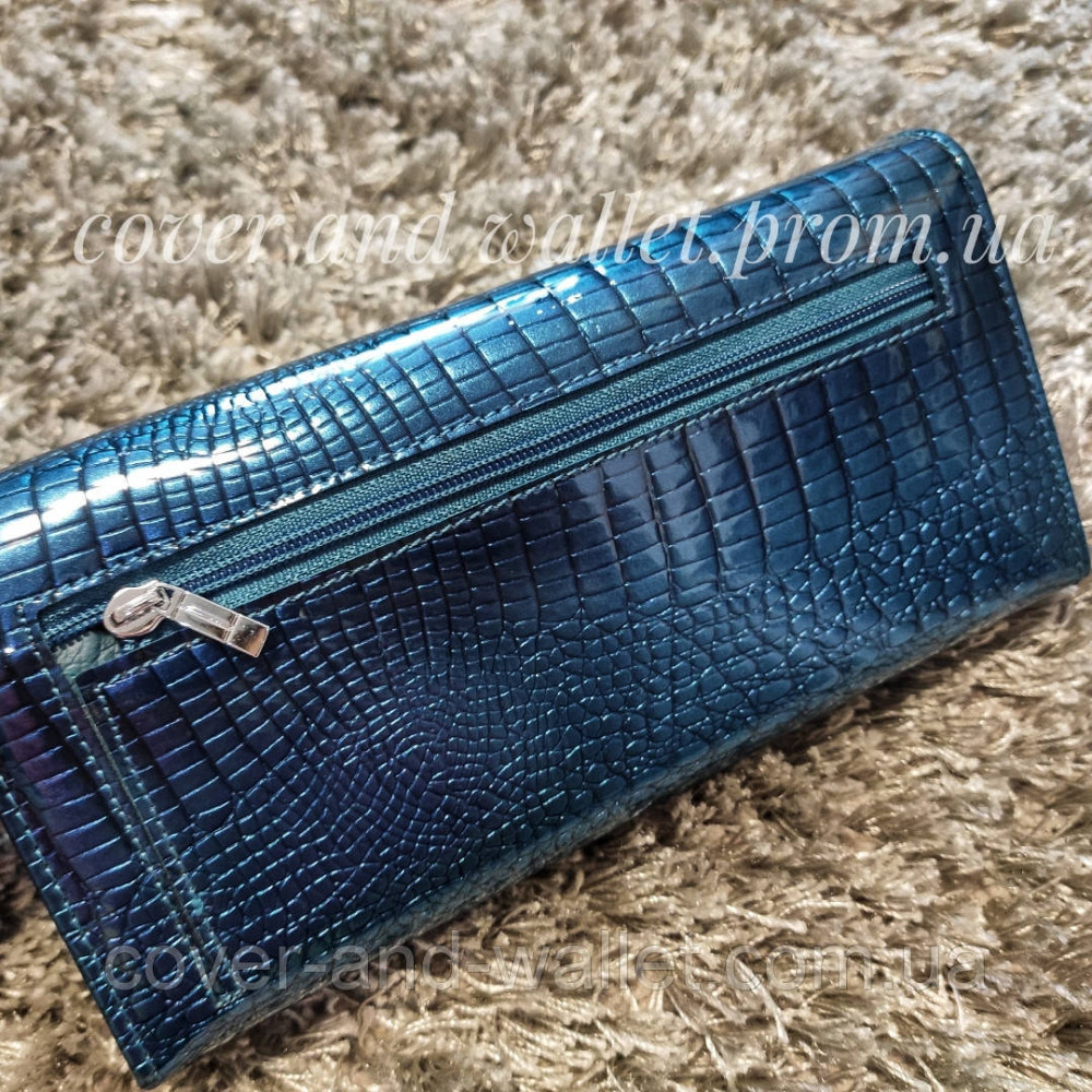 Бірюзовий жіночий гаманець з натуральної лакової шкіри Hassion AE 501 Київ - фото 5