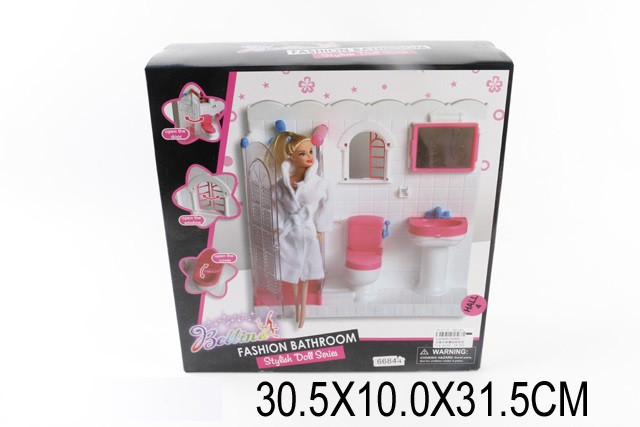 Мебель 66844 (1522820) (18шт/2) для ванной,с куклой,душ.кабина,унитаз,раковина,в кор.30,5*10*31,5см, шт Київ - фото 1