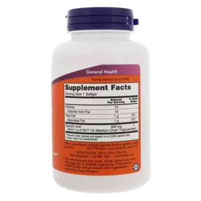 Жирні кислоти Now Foods Каприлова Кислота 600 мг, Caprylic Acid, 100 желатинових капсу (NOW-03347) Вінниця