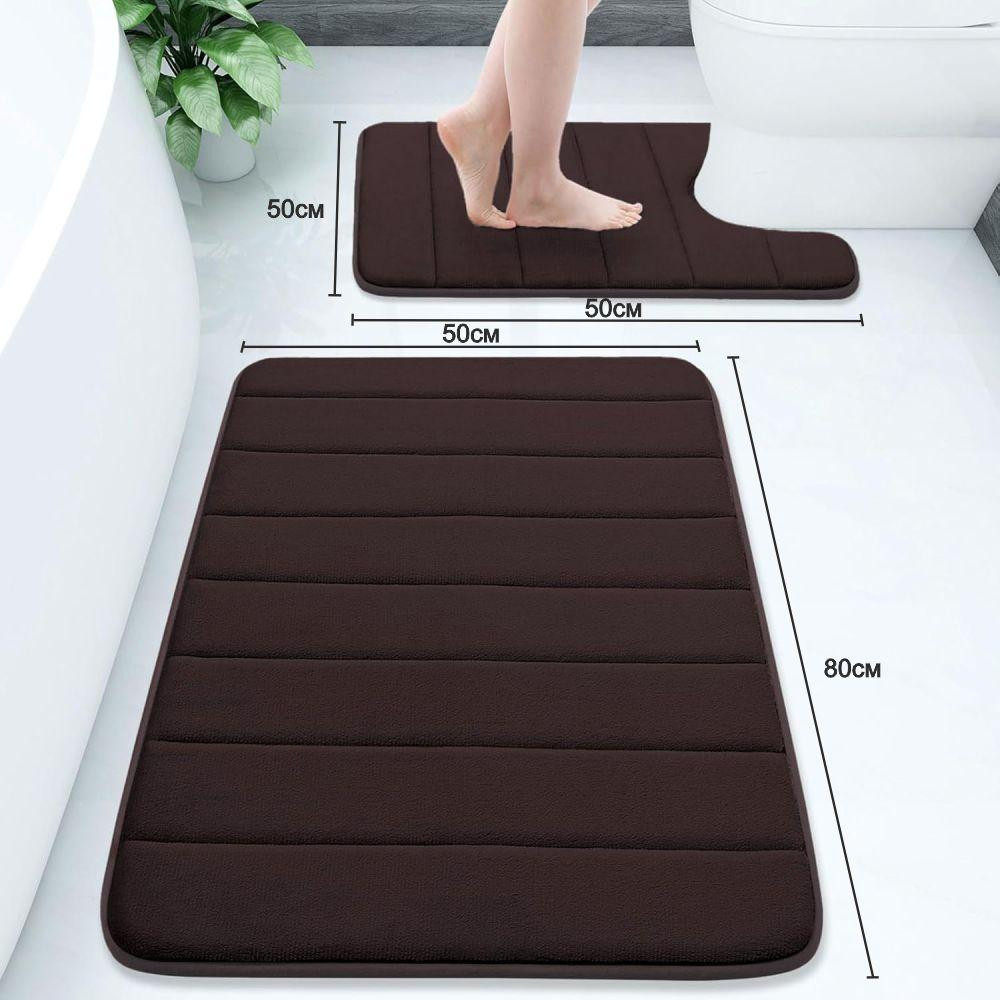 Набор 2 коврика для ванной Aquarius с эффектом памяти 50х80 см, U-образный 50х50 см Коричневый в полоску Буча - изображение 9