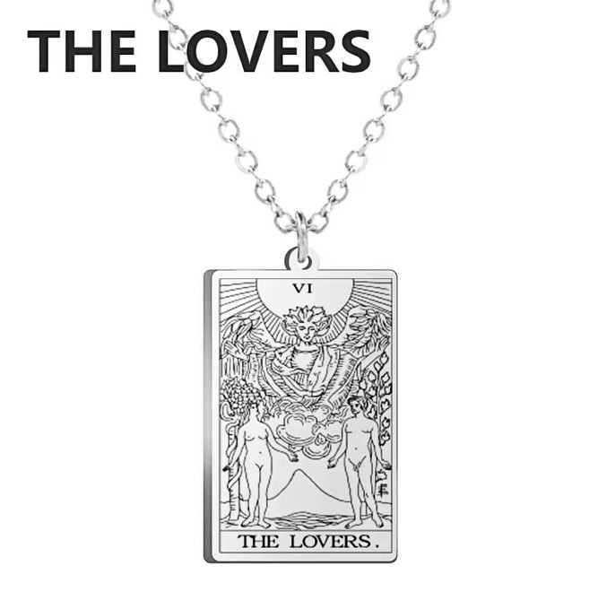 Кулон Таро Закохані The Lovers на ланцюжку 45+5 см, підвіска карта таро срібляста Київ - фото 2