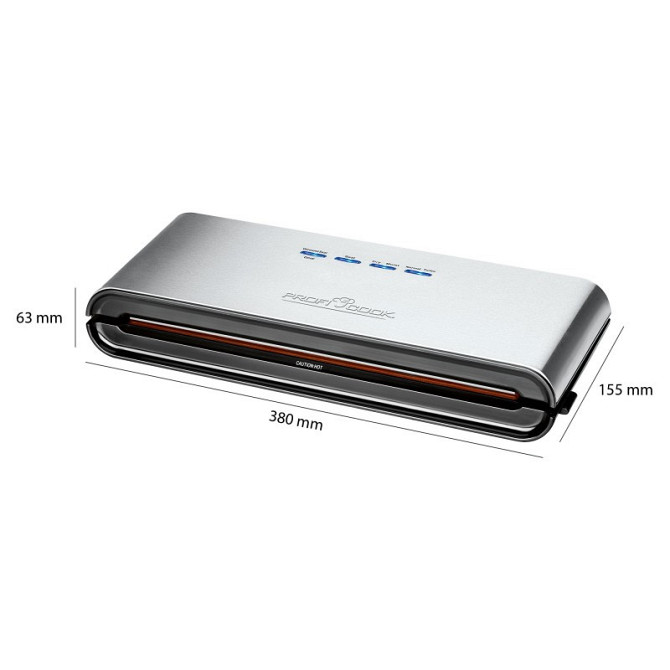 Вакуумный упаковщик мощность всасывания 12 л/мин с 18 пакетами Profi Cook PC-VK (1080) 120 Вт Нововолынск - изображение 6