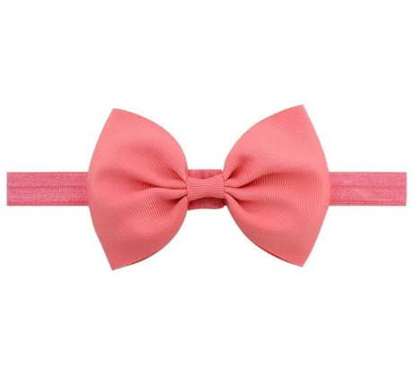 Дитяча пов'язка коралового кольору - окружність голови 40-60см, бант 12см Київ - фото 1