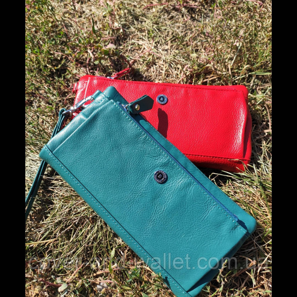 Стильний жіночий шкіряний гаманець клатч бірюзового кольору Boston B 213 Київ - фото 4