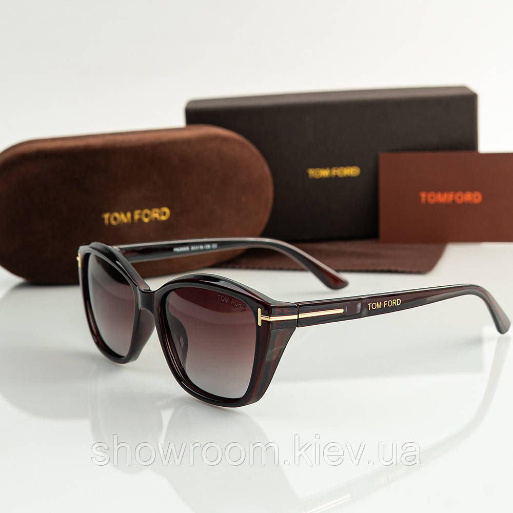 Жіночі брендові сонцезахисні окуляри TF (05260) polaroid чорні Київ - фото 2