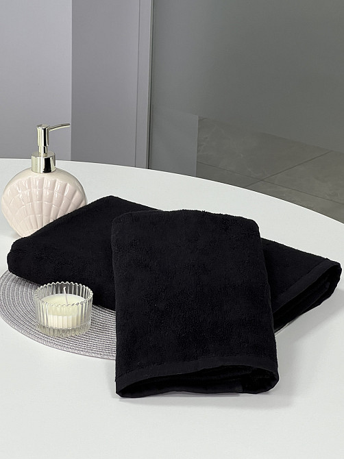 Полотенце махровое Ideal Textile 50х90 см плотное с коротким ворсом 450 г/м2 Черный Черновцы - изображение 3