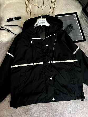 Женская ветровка оверсайз с двойным капюшоном плащевка эмми Черный, 48/52 Одесса