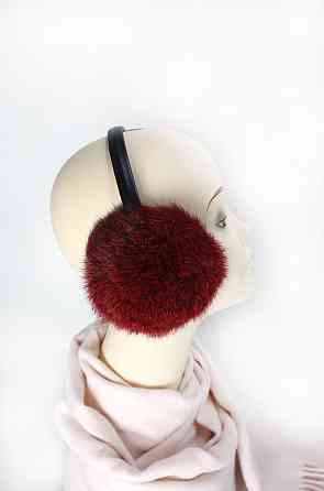 Навушники хутряні дитячі з кролика Темно-Червоний Харків