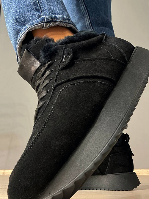 Кросівки жіночі Hengji U-1 натуральна замша утеплені хутром чорні, 37, 23,5 см Київ - фото 5