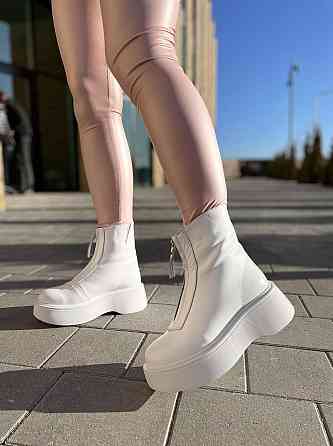 Черевики жіночі ARLEN білі натуральна шкіра зима висота 17см (4908) Коломыя