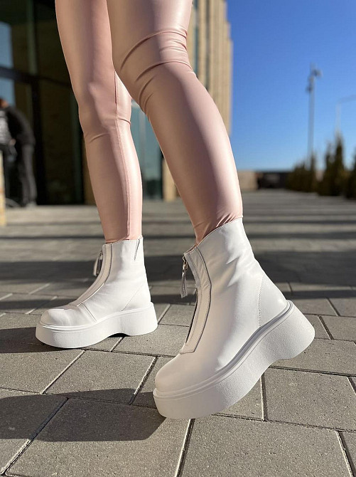 Черевики жіночі ARLEN білі натуральна шкіра зима висота 17см (4908) Коломыя - изображение 2