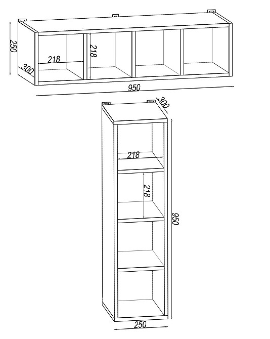 Полка навесная Н-10, Дуб Сонома, 950/300/250 Львов - изображение 2