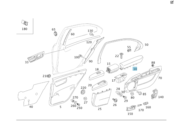 Mercedes-Benz  A2217302194 8M00 Бежевий шкіряний підлокітник задніх лівих дверей S-class long V221 Одеса