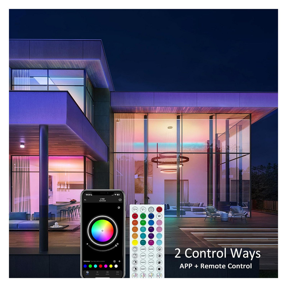 Світлодіодна стрічка LED стрічка HOVVIDA RGB 5 м 150 LED 30 LED/м керування APP пульт 44 клавіші музичний режим мікрофон таймер Київ - фото 6