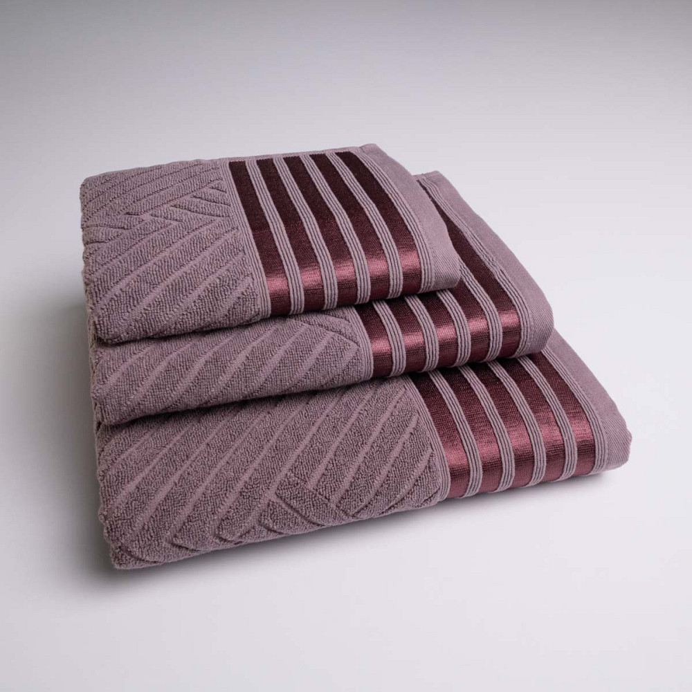Набор махровых полотенец SOFT 3шт GM Textile 40х70см, 50х90см, 70х140см 500г/м2 (Виноградный) Сумы - изображение 1
