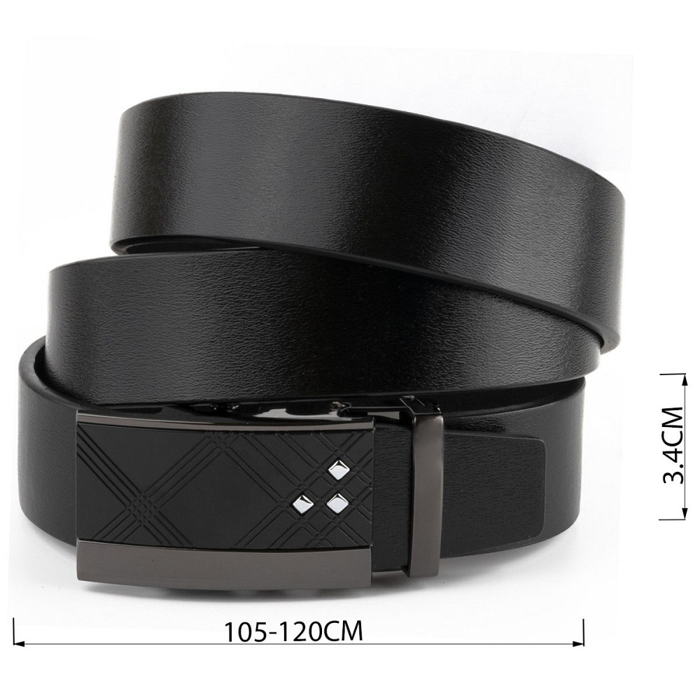 Ремінь чоловічий з ромбами на пряжці Vintage 20291 Чорний Київ - фото 8