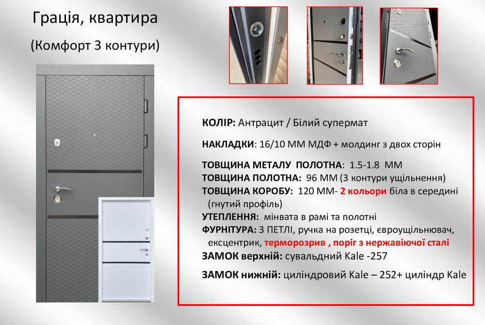Двери квартирные Redfort, модель Грация (Антрацит), комплектация Комфорт 960 Киев - изображение 8