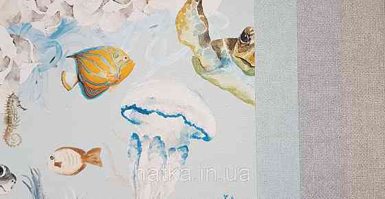 Шпалери флізелінові еко Rasch Kids World 0.53х10 дитячі море риби черепахи медузи корали равлика на блакитному Київ