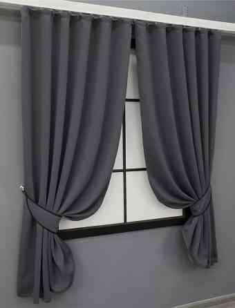 Комплект штор коротких VR-Textil Bagema Rvs № 1241ш Темно-сірий 130х170 см 2 шт ( 35-0172) Київ