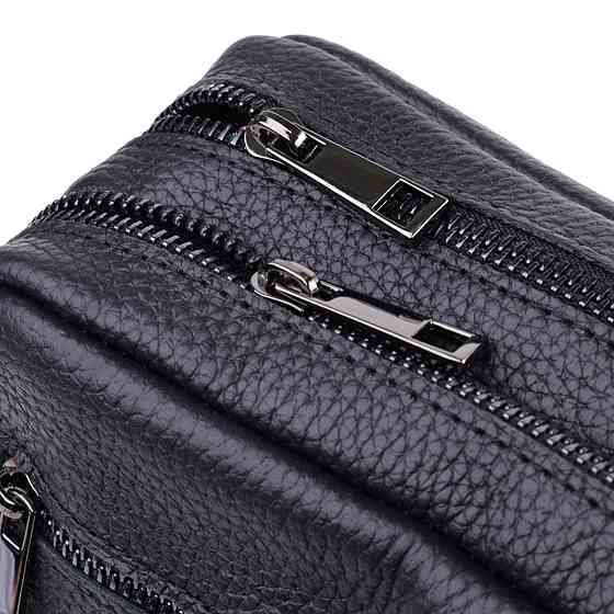 Чоловіча сумка месенджер із зернистої натуральної шкіри Shvigel 22847 Чорна Київ