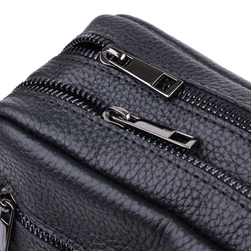 Чоловіча сумка месенджер із зернистої натуральної шкіри Shvigel 22847 Чорна Київ - фото 6