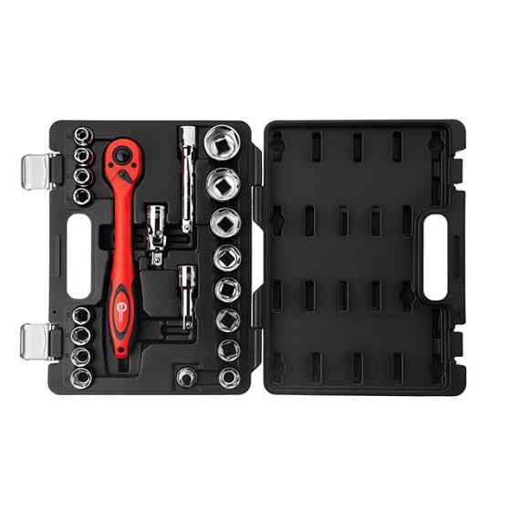 Набір інструментів, проф., 1/2", Cr-V, 21 од., головки: 10-32 мм, кейс INTERTOOL ET-6021 Київ