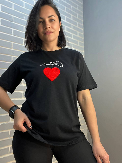 Футболка женская Pepper&mint BX24-34 с вышивкой красное сердце черная, черный, L Киев - изображение 10