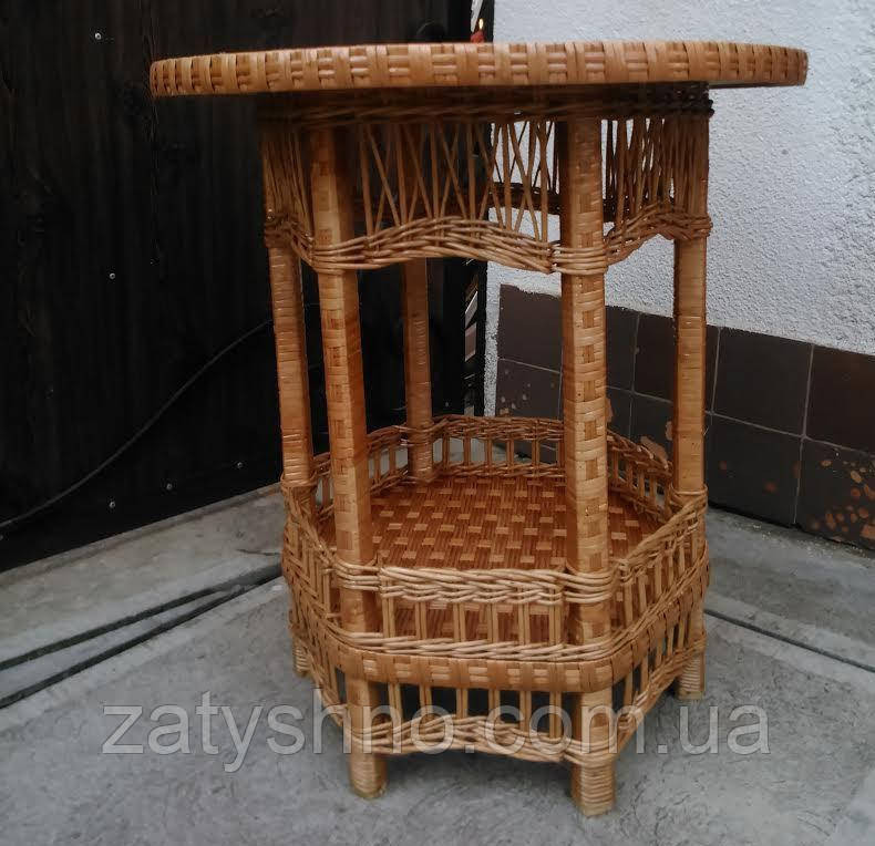 Плетений круглий стіл з полицею Київ - фото 7