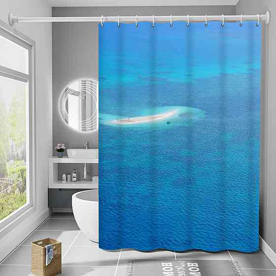 Шторка для ванны из полиэстера водонепроницаемая Bathlux 180x180 см с кольцами, занавеска для ванной комнаты Каменец-Подольский